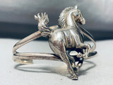 Rare Running Horse Vintage Southwest Sterling Silver Bracelet Cuff-Nativo Arts