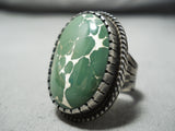Important Vintage Native American Navajo Verdy Jake Turquoise Sterling Silver Ring-Nativo Arts