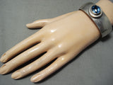 Vibrant Vintage Native American Navajo Blue Topaz Sterling Silver Bracelet Old-Nativo Arts