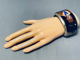 One Of The Best Ever Native American Navajo Turquoise Inlay Sterling Silver Bracelet-Nativo Arts