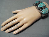 Heavy Thick Vintage Native American Navajo Red Mountain Turquoise Sterling Silver Bracelet-Nativo Arts