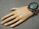 One Of The Best Vintage Native American Navajo Morenci Turquoise Sterling Silver Bracelet Old-Nativo Arts