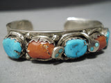 Authentic Vintage Native American Zuni Effie Calavaza Snake Turquoise Sterling Silver Bracelet-Nativo Arts