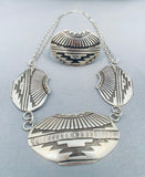 Very Unique Vintage Native American Navajo Basket Sterling Silver Necklace Bracelet Set-Nativo Arts
