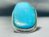 Gigantic Tso Family Native American Navajo Signed Kingman Turquoise Sterling Silver Ring-Nativo Arts