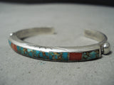 Detailed Inlay Vintage Native American Navajo Royston Turquoise Sterling Silver Bracelet-Nativo Arts