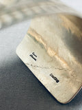 Astonishing Vintage Native American Navajo Signed Sterling Silver Handstamped Huge Bracelet-Nativo Arts