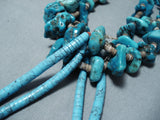 Fabulous Vintage Navajo Kingman Turquoise Necklace Native American Old-Nativo Arts