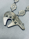 The Finest Vintage Native American Navajo Bear Rug Sterling Silver Hand Tooled Necklace-Nativo Arts