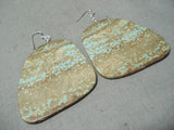 Native American Slab Turquoise Santo Domingo Royston Turquoise Sterling Silver Earrings-Nativo Arts