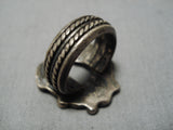 Rare Vintage Native American Navajo Cerrillos Turquoise Sterling Silver Horseshoe Ring Old-Nativo Arts