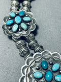 Flower Turquoise Concho Native American Navajo Sterling Silver Necklace-Nativo Arts