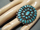 One Of Best Ever Vintage Native American Navajo Turquoise Cluster Sterling Silver Ring-Nativo Arts