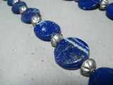 Exquisite Navajo Native American Lapis Sterling Silver Necklace-Nativo Arts