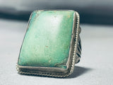 One Of The Biggest Best Vintage Native American Navajo Green Turquoise Sterling Silver Ring-Nativo Arts