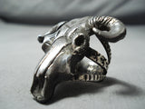 Huge Detailed Navajo Sterling Silver Cowskull Ring Native American-Nativo Arts