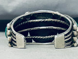 Signed 122 Gram Native American Navajo Gilbert Turquoise Sterling Silver Bracelet-Nativo Arts