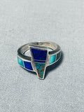 Important Ray Tracey Vintage Native American Navajo Turquoise Inlay Sterling Silver Ring-Nativo Arts