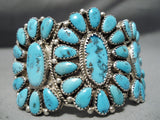Incrredible Natural Turquoise Vintage Native American Navajo Sterling Silver Bracelet Cuff-Nativo Arts