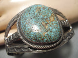 Important Vintage Native American Navajo Lone Mountain Turquoise Sterling Silver Bracelet Old-Nativo Arts