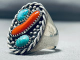 Exceptional Vintage Native American Navajo Turquoise Sterling Silver Ring-Nativo Arts