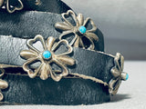 For Jeans! Vintage Native American Navajo Hand Tooled Sterling Silver Turquoise Concho Belt-Nativo Arts