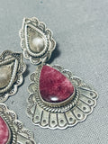 Gorgeous Vintage Native American Navajo Sugulite Sterling Silver Earrings Signed Rudy Willie-Nativo Arts