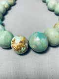 191 Grams Very Rare Bulbous Green Turquoise Sterling Silver Necklace-Nativo Arts