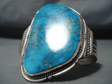 Monumental Native American Navajo Kingman Turquoise Sterling Silver Bracelet-Nativo Arts