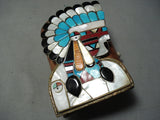 The Best Vintage Native American Zuni Turquoise Sterling Silver Inlay Ketoh Bracelet Old-Nativo Arts