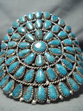Huge Native American Navajo Blue Diamond Turquoise Sterling Silver Bracelet-Nativo Arts