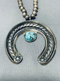 Early Vintage Native American Navajo Turquoise Coin Or Sterling Silver Necklace-Nativo Arts
