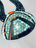 Native American One Of The Biggest Best Vintage Santo Domingo Turquoise Inlay Necklace-Nativo Arts