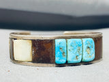 Important Jack Adakai Vintage Native American Navajo Inlay Sterling Silver Bracelet-Nativo Arts