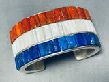 American Flag Very Rare Native American Navajo Lapis Coral Sterling Silver Bracelet-Nativo Arts