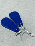 Native American Beautifil Midnight Lapis Navajo Sterling Silver Earrings-Nativo Arts