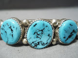 Chunky Graduating Turquoise Vintage Native American Navajo Sterling Silver Bracelet Old-Nativo Arts
