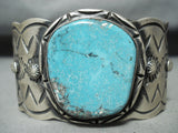 Stunning Native American Navajo Pilot Mountain Turquoise Sterling Silver Bracelet-Nativo Arts