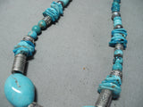 Exceptional Native American Navajo Turquoise Tubule Sterling Silver Necklace-Nativo Arts