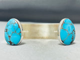 Very Unique End Turquoise Native American Navajo Sterling Silver Bracelet Cuff-Nativo Arts
