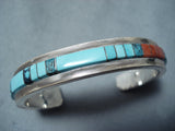 Native American Important Mildred Calavaza Turquoise Vintage Zuni Sterling Silver Bracelet-Nativo Arts