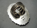 Spectacular Vintage Native American Navajo Kingman Turquoise Sterling Silver Ring Old-Nativo Arts