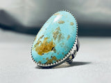 Tsosie Native American Navajo Kingman Turquoise Sterling Silver Ring Signed-Nativo Arts
