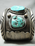 Native American Heavy Thick Men's Large Wrist Turquoise Sterling Silver Bracelet Old-Nativo Arts