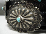 Native American Early Highly Detailed Sterling Silver Turquoise Concho Belt Old-Nativo Arts