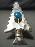 One Of The Biggest Vintage Native American Navajo Arrowhead Turquoise Sterling Silver Ring-Nativo Arts