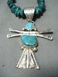 Marvelous Vintage Native American Navajo Royston Old Kingman Turquoise Sterling Silver Necklace-Nativo Arts