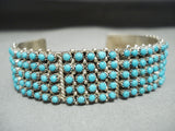 One Of Most Intricate Vintage Native American Zuni Snake Eyes Turquoise Sterling Silver Bracelet-Nativo Arts