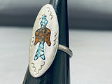 Singer Family Vintage Native American Navajo Turquoise Coral Sterling Silver Ring Old-Nativo Arts