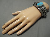 Important Vintage Native American Navajo Emer Thompson Turquoise Sterling Silver Bracelet Old-Nativo Arts
